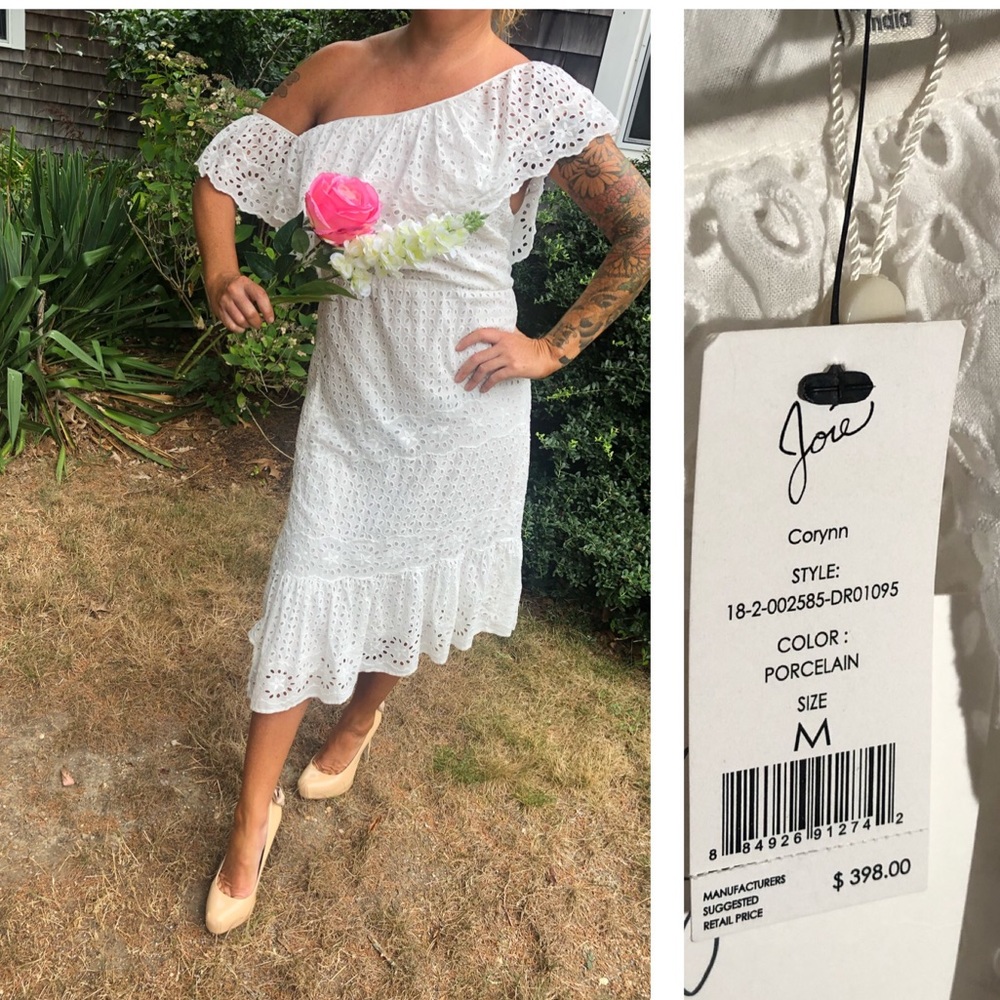 Joie NWT $398 intricate eyelet flamenco dress M - Picture 1 of 5